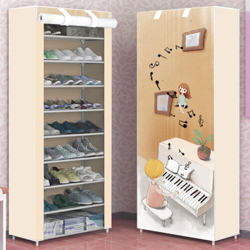 10 Layer Assembly Shoe Cabinet Home Dustproof Cloth Shoe Rack Folding Shoe Rack Storage Shelf Furniture