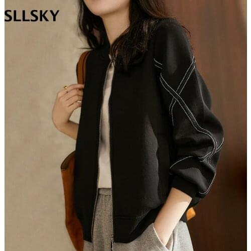 Женские черные бомберы SLLSKY China At AliExpress