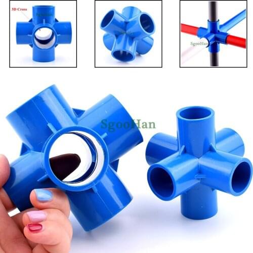 2~30pcs ID 20~50mm PVC Pipe 3D 6 Ways Connector Aquarium Fish Tank Joints Hydroponic Framework Coupler Adapter Tube Fittings