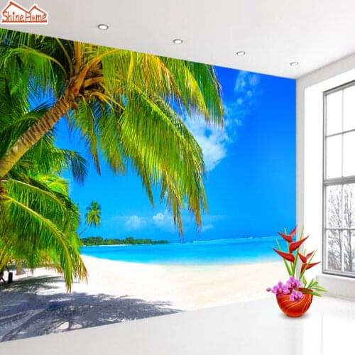 Modern Custom Simple Seaside Landscape Palm Beach Photo Wallpaper for Living Room Bedside Backdrop Wall Paper Mural 3D Paisagem