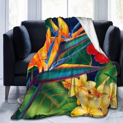 Throw Blanket Personalized Floral Bird Tropical Paradise Hawaii Ultra-Soft Micro Fleece Blanket Novelty Throw Blanket