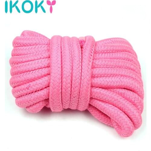 IKOKY Roleplay Slave Bondage Rope Erotic Products SM Sex Toys for Couples Restraint Flirting Soft Cotton Rope 4 Colors 5 Meters