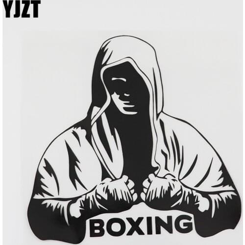 YJZT 14.6CMX14.3CM Fashion Waterproof Boxing Decor Vinyl Car Sticker Black/Silver 8A-0924
