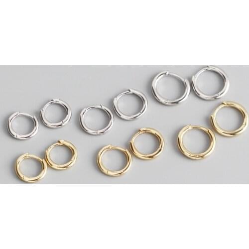 YPAY 100% Real 925 Sterling Silver Hoop Earrings for Women Girls Korea Small Circle Earring Brinco Fine Party Jewelry YME831