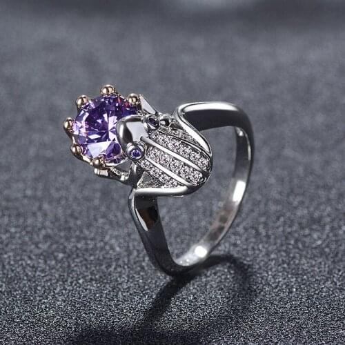 WYJZY Fashion frog shape crystal ring for women classic fashion jewelry ball exquisite ring