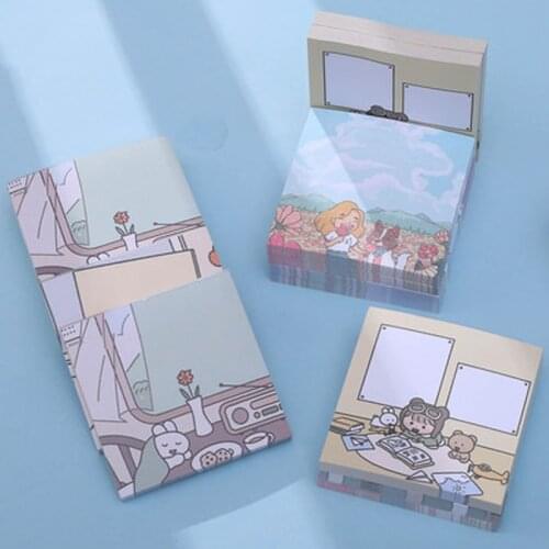 1PCS Creative Cartoon Sticky Notes Portable Cute Tearable Notepad Students Gift Small Memo Pads 80 Pages Notebook Office School