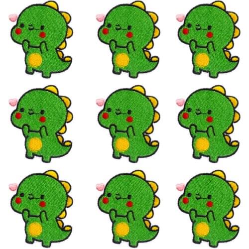 10Pcs/Lot Cartoon Patch Iron On Patches For Clothes Animal Embroidered Patches For Clothes Dinosaurs Patch Appliques Sew Badges