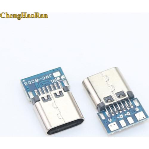 10pcs USB 3.1 Type C Connector 14 Pin Female Socket receptacle Through Holes PCB 180 Vertical Shield USB-C