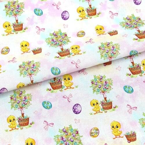 140cm Width Cartoon Easter Eggs Cute Ducks 100% Cotton Fabric for Kids Clothes Patchwork Digital Printing DIY Cloth Sewing