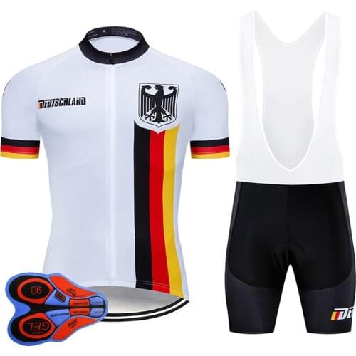 2021 Team Germany Cycling 9D Set Jersey Bike Wear Ropa Ciclismo Mens Summer Quick Dry Bicycle Clothes Short Maillot Culotte