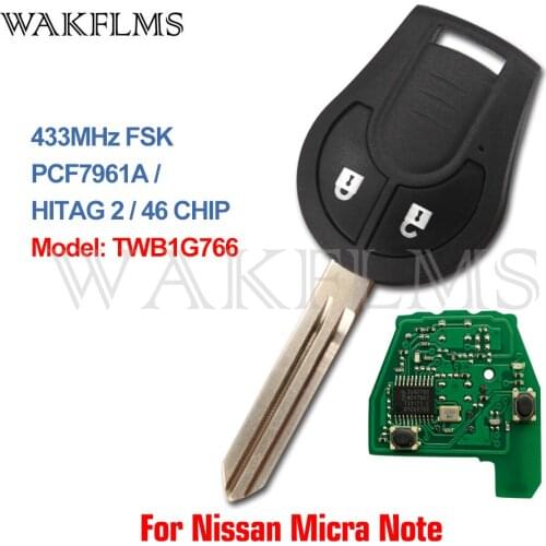 433MHz 7961A Remote Key For Nissan Micra Note 2014 2015 2016 2017 TWB1G766 not compatible with TWB1U761