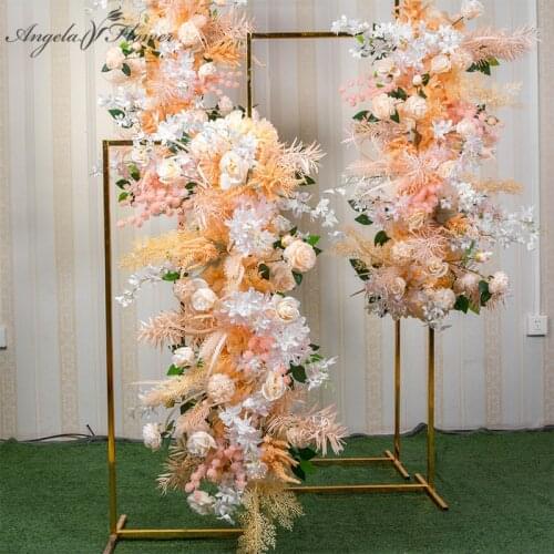 50/100 rose pompom pink simulation flower row DIY wedding backdrop arch decor flower arrangement party window wall scene layout