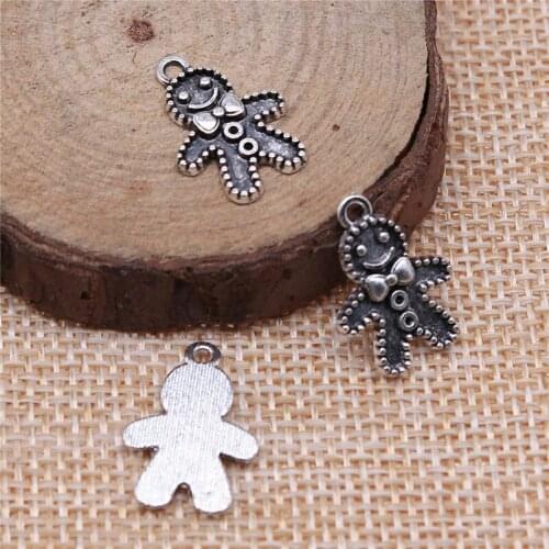 Free Ship 300 pcs Antique silver Gingerbread Man charms pendant 18x13mm