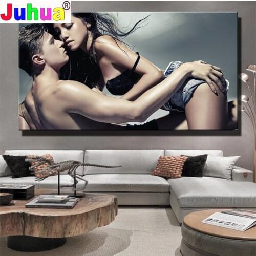 Large Size 5D Diamond Painting Sexy men women Love Rhinestones Diamond Embroidery Cross Stitch Couple Mosaic Sale Decor Home