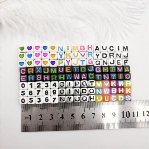 100pcs/lot 7mm Acrylic Spacer Beads Letter Beads Square Alphabet Beads for Jewelry Making DIY Handmade Accessories