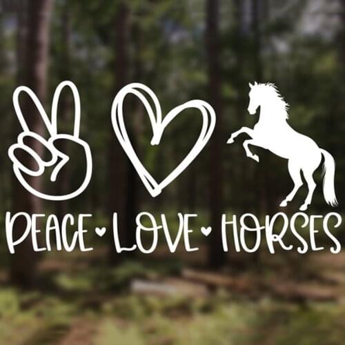Black/Sliver Peace Love Horses Car Sticker Removable Waterproof Window Body Tumbler Laptop Water Bottle Decal CL1038