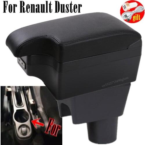 For Renault Duster Armrest Retrofit parts dedicated Car Armrest box Center Storage box car accessories Interior with 3USB LED