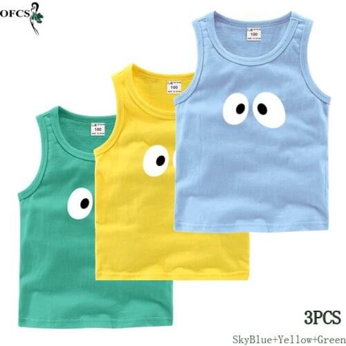 New 100% Cotton Girls Boys Colorful Vest Sleeveless T-shirt Tops Childrens Summer Cool Clothes Tanks For 2-12Y Kids Undershirt