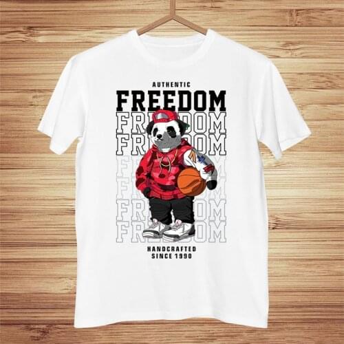 T-shirt Female 2021 Spring Summer and Autumn Brushed Short-sleeved Print Bear Korean Version Top Mens Woman Tshirts Graphic Tee