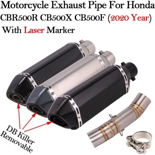 Motorcycle Exhaust Tip Muffler Carbon Fiber Modified DB Killer Escape Middle Link Pipe For Honda CBR500R CB500X CB500F 2020 Year