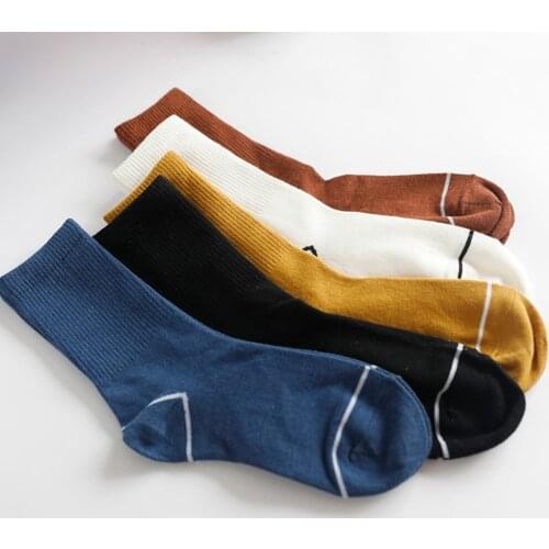 Cotton Men Women Socks Shaped Lovers Spring Color Stretch White Crew High Sport Solid Street Casual Chaussettes