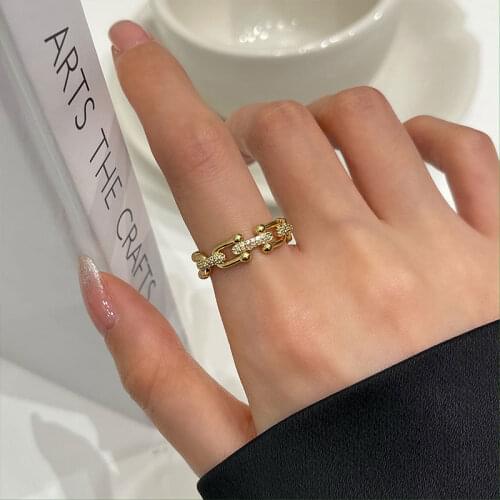 VENTFILLE 925 Sterling Silver Niche Ring Female Fashion Personality Net Red Opening Adjustable Ring Exquisite Jewelry Gift
