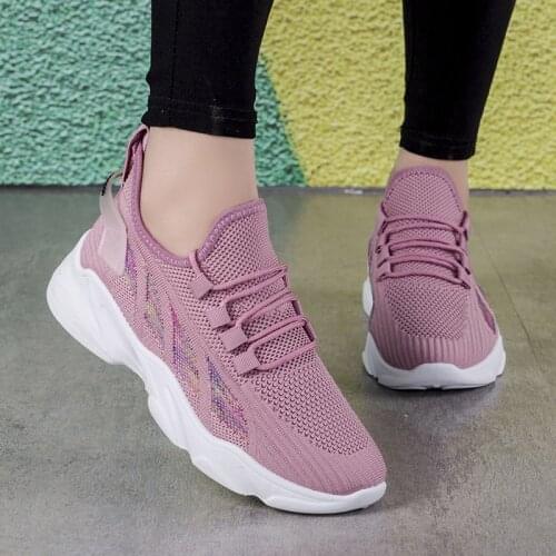 Light Breathable Casual Ladies Shoes Woman 2021 Sneakers Women Shoes Flats Lace-Up Mesh Female Zapatillas De Deporte Para Mujer