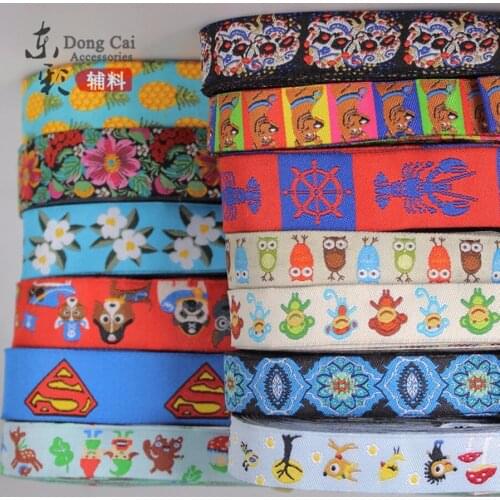 10yards *5/8"(16mm)Digital Woven Cartoon Animal Fruit Lace Ribbons Handmade DIY Sewing Supplies Childrens Clothing Accessories