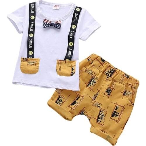 Baby boy summer clothing cotton childrens suit striped blouse shorts 2 pieces/set of toddler childrens suit