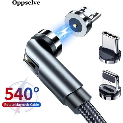 Oppselve 540 Degree Rotation Magnetic Cable Micro USB Type C Cabo Magnet Charging Cables For iPhone 11 Pro Max Huawei Data Line