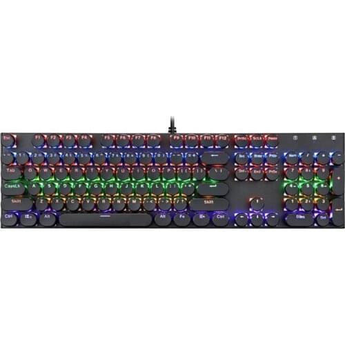 Redragon K350S game mechanical keyboard LED backlit Steampunk retro 104-key round blue switch typing players black and white