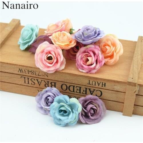 200pcs About 2.5cm Mini Silk Rose Cloth Artificial Flower For Wedding Party Home Room Decoration Marriage Shoes Hats Accessories