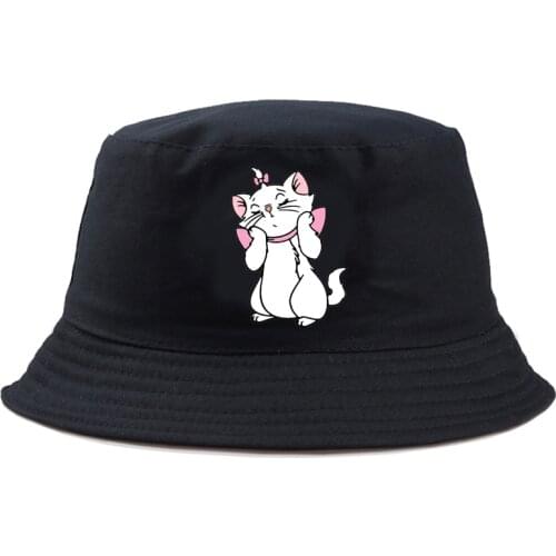 Disney The Aristocats Marie Cat Fashion Bucket Panama Hat Printing Harajuku Cute Hat Fishing Hat Casual Solid Fashion Colorful