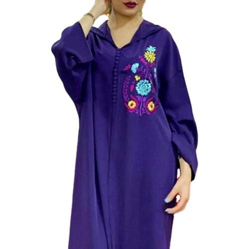 Muslim Embroidered Hooded Dress Women Abaya Dubai Hijab Dress Robe Longue Femme Kaftan Moroccan Dresses Abayas For Women Vestido