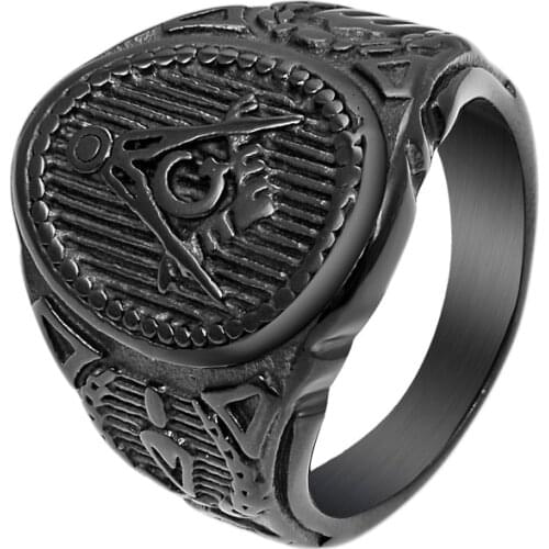 Valily Jewelry Mason Signet Ring Gold Color Freemason Masonic Rings for men Stainless Steel Freemasons Jewelry bague femme