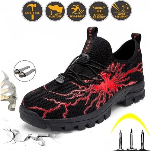 Male Safety Shoes With Steel Toe Puncture-Proof Work Boots Lightweight Breathable Indestructible Sneakers Men Outdoor Trainers