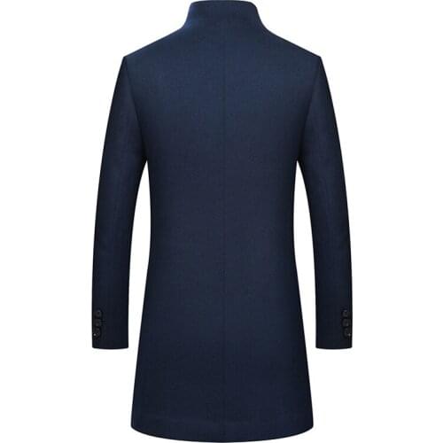 2020 Winter Mens Warm Wool Coat Business Fashion Slim Fit Long Jacket Male Brand Overcoat Black Navy