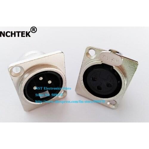NCHTEK XLR 3Pin Male & Female Socket Chassis Mount adapter Connector-Nickel/Free Shipping/4PAIRS(8PCS)