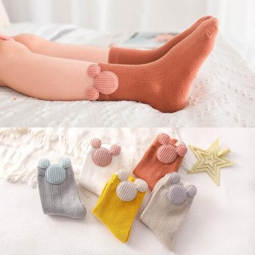 5Pairs/Lot 1-12Y Cute Lovely Short Baby Socks for Girls Children Cotton Winter Disney Mickey Newborn Toddler Candy Color Sock