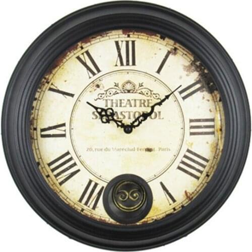 Creative New European Retro Rome Digital Living Room Wall Clock Swing Trumpet Home Furnishing Iron Watch Decorations Wall Clock