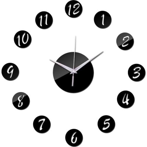 New acrylic mirror wall clock 3d stickers home decor large clocks reloj de pared modern design horloge murale duvar saati
