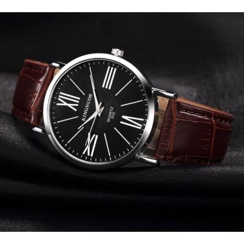 New fashion casual mens and womens belt Roman numerals quartz watch leather strap waterproof watch