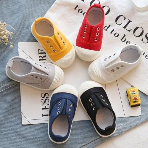 Autumn Childrens Canvas Shoes for Boys and Girls Non-slip One-step Baby Indoor Shoes Kids Fashion Soft-soled Toddler Shoes