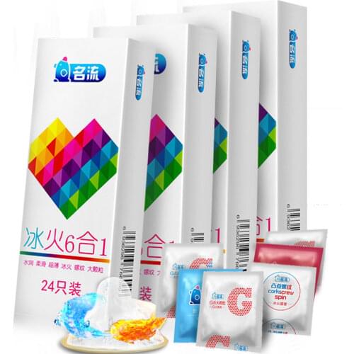 PERSONAGE 96pcs 6In1 6 Mixed Types Condoms Lubricated Latex Amazing Penis Sleeve More Pleasure Cock Ring Condom Adult sex toy