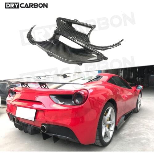 Dry Carbon Fiber Rear Tail Light Air Vent Trim Frame Covers For Ferrari 488 GTB 2015 - 2018 Car Accessories 2Pcs / Set