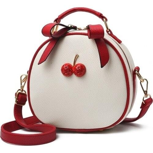 New Ladies Lychee Pattern Hit Color Cherry Small Backpack Simple Cherry Messenger Shoulder Bag Mini Handbag