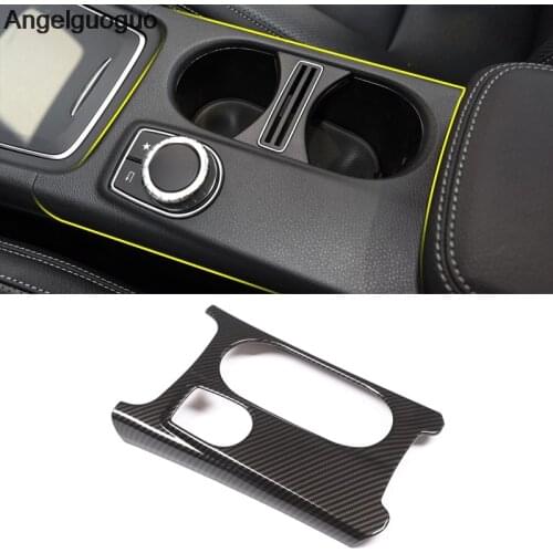 Carbon fiber ABS For Mercedes Benz A GLA CLA W176 X156 C117 class Car Center Console Water Cup Holder Trim Cover frame