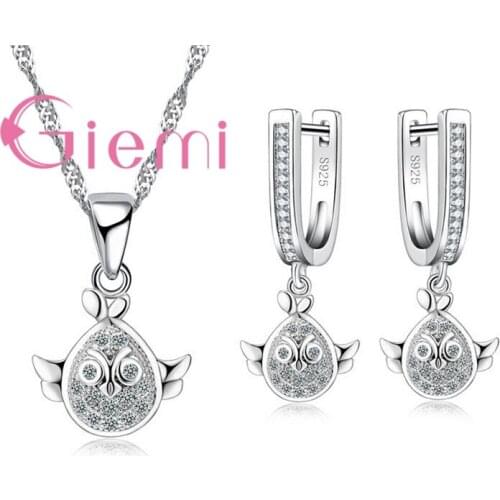Party Shopping Jewelry Set Cute Animal Shape Bird Earring Ring Earring Charming Female 925 Sterling Silver AAAA