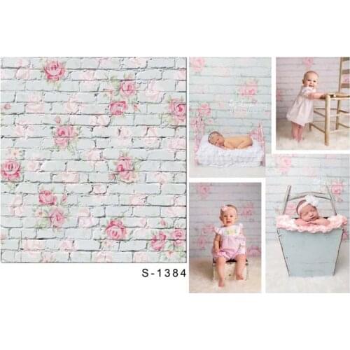 5X7ft Vinyl Photography Background Newborn Flowers Brick Wall Photography Backdrops for Photo Studio S-1384