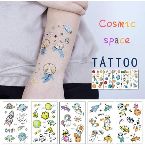 Temporary Tattoo Kids Fake Tattoo Sticker Cosmic space series tattoo stickers for face arm tattoo Boy Girl Baby Kids 120*75mm